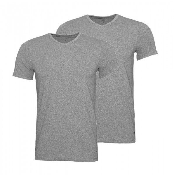 Marc O`Polo 2er Pack T-Shirts Basic Shirts V-Ausschnitt 149804 202 grau WJ19-MPT1